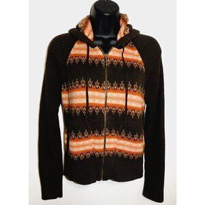 CALVIN KLEIN JEANS vintage style brown multi color sweater hoodie woman's size L